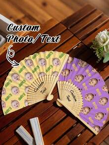 Customized Face Hand Fan, Foldable Paper Wedding Fan, Personalized Wedding Gift, Wedding Reception Fan, Bridesmaid Accessory, Birthday Party Fan - Multicolor - View 7