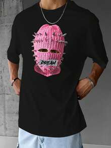 1 Pack Of 180g 100% Cotton Men's T-Shirts Y2K - Black - View 1