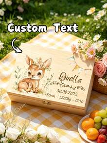 Personalized Wooden Keepsake Jewelry Box With Lid, Custom Name Date Animal Print Memory Storage Box, Decorative Wooden Box For Home Organization, Customizable Text Name Gift For Anniversary - Multicolor - View 2