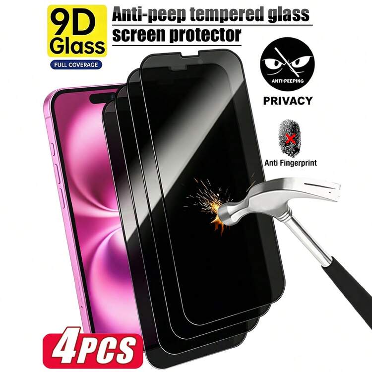 MSRI 4pcs Magtim Black Privacy Screen Protector,With Black Frame Silk Screen Printing,Compatible With IPhone17e/17 Promax/16 Promax/15 Promax/14 Promax/13 Promax/12 Proma/17 Pro/16 Pro/15pro/14 Pro/17air/16/15/14/13/12/11 And Other Series. Suitable For Daily Protection, Office, Home Phone Screen Protection Film, Waterproof, Shockproof, Drop-Proof, Scratch-Resistant. - Black - View 18