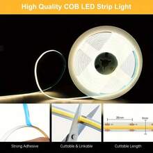 LQHZMYY 1pc COB Light Strip With Switch, USB Interface, Flexible COB, Soft LED Lighting, DC5V, 8MM Width, Self-Adhesive Backing, Suitable For Mirror Lighting, Indoor Decor, Kitchen Cabinet, Etc. - Neutral Light - View 7
