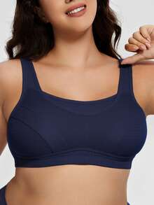Wingslove Women's Plus Size High-Impact Support Full Coverage Sports Bra - Navy Blue - View 3