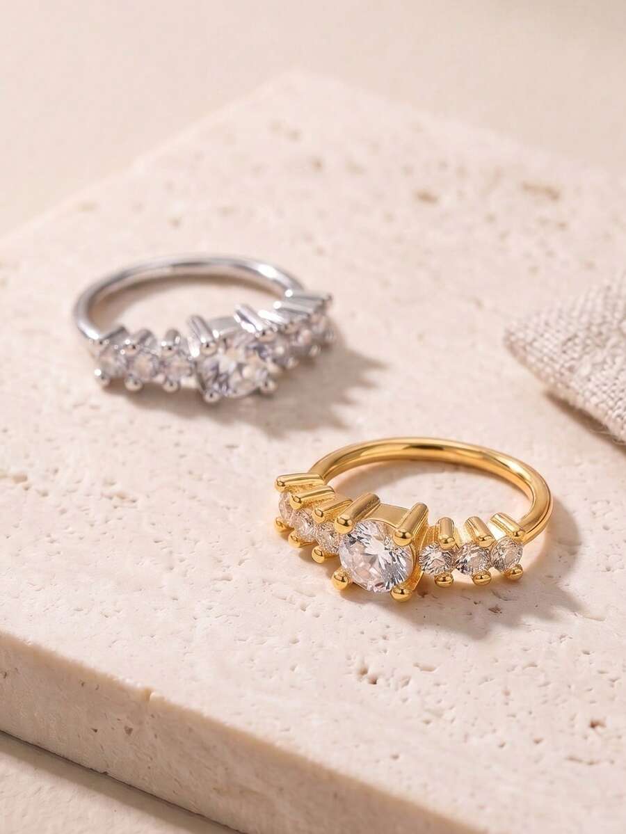 18G 不鏽鋼女款鼻環鼻釘 金色鍍層鑲嵌 CZ 水晶 鼻環鼻釘 鼻飾 - 小開口 - 查看 1