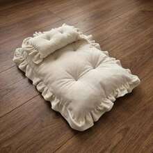 1 Set gestreifte weiße & kaffeefarbene Holz-Fotografie-Requisiten für Neugeborene mit passender Matratze, Vintage-Stil Baby-Holzbett-Requisite ➕ passende Matratze, geeignet für Neugeborenen-Fotoshootings, Porträtfotografie und als Bekleidungsfotografie-Accessoire - Verschiedenfarbig - Übersicht 17
