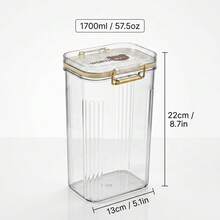 1pc Transparent Plastic Storage Jar With Handle,Multi-Functional Five Grains Cereals Noodles Spice Container, Moisture-Proof Food Storage Box,Portable Sealed Tank,Refrigerator Fresh-Keeping Box,Kitchen Restaurant Organizer - Multicolor - View 19