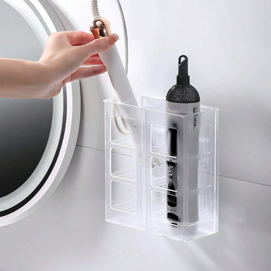1pc Hair Straightener And Curling Iron Storage Rack, Multifunctional Bathroom Comb Holder Wall-Mounted No-Drill Toilet Storage Box