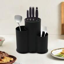Black Knife Block Made Of PP+TPR With Drainage Holes, Removable Insert For 4-5 Knives - View 5
