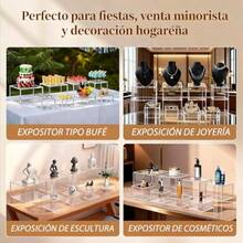 6 Pcs De Elevadores Para Bufé Exhibidor Acrilico Cubos AcríLicos Apilables Con Fondo Hueco. Estante Expositor Para Catering Para Stands De Bufé Postres Objetos De Colección Y Joyería - Transparente - Ver 7