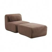 Modular Compression Sofa In Chenille Fabric, Filled With 30D High-Resilience Foam. Easy To Move And Featuring A Non-Slip Base, It Is Ideal For Living Rooms And Other Spaces. Ivory Color. - 駝色 - 查看 1