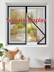Soft Velvet Edged Shaped High Transparency Window Screen Mesh Densely Woven Square Grid Light-Permeable, Wear-Resistant Anti-Aging Not Easy To Fray, Universal For All Types Of Windows, Easy To Cut And Replace Old-Style Home Dust-Proof Window Screens - Gray Mesh With Black Border - View 2