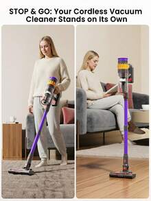 Lefant V1 Cordless Vacuum Cleaner, 40000Pa Suction, 5-Stage Filtration, LED Display & Lights, 42Min Runtime, Multi-Surface, Violet - V1/UK Standard (Purple) - View 7