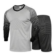 Uniforme de gardien de but anti-impact pour la poitrine et les genoux, convient aux adultes et aux enfants, manches longues + short avec rembourrage en éponge, maillot d'entraînement. - Haut gris + short noir - Voir 1