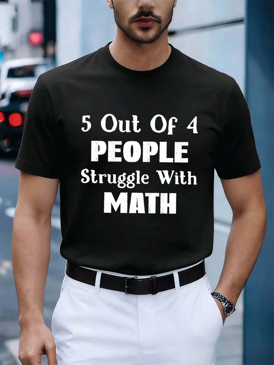T-S HIR T ho m me avec blague mathématique humoristique, 100% coton, coupe décontractée, confortable, motif graphique. - Noir - Voir 1