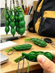 1/5/10/20PCS Bentuk Kacang Polong, Dapat Digantung untuk Dibawa Gantungan Kunci Kacang Polong Mini Lucu Kartun Edamame, Hadiah Pesta, Acara, Kehidupan, Gantungan Kunci Kantor dan Belajar - Kacang Polong Dekompresi - View 6
