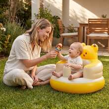 1pc Bear Inflatable Baby Learning To Sit Chair Sofa, Luxury Style High Chair, Sitting Support Seat For Toddlers - Multicolor - View 1