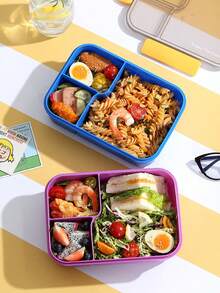 食物儲存容器套組,長方形便當盒,便利透明午餐盒,分格午餐盒,微波爐食物容器,學生餐盒套組(含叉子與湯匙) - 彩色 - 查看 4