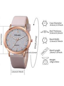 6pcs Women's Gentle Heart-Shaped Accessory Set, Fresh And Exquisite, Ideal Graduation Gift, Gift For Girlfriend Or Daily Outfit, Women's Watch, Gold Accessory Set, Jewelry And Fashion Accessories, New Sweet And Versatile Style, Suitable For Dating, Commuting And Other Occasions, Showcasing Youthful And Elegant Elegant. - Multicolor - View 3