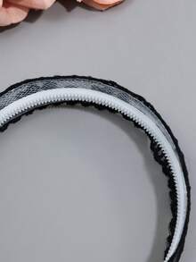 3件組女款多色花卉精緻刺繡蕾絲髮箍，波浪邊設計時尚髮帶 - 彩色 - 查看 3