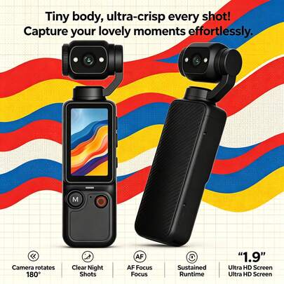 2026 Nueva Videocámara Compacta para Vlogging Portátil de Mano Cámara Giratoria de 180 Grados Pantalla HD de 1.9 Pulgadas AF Enfoque Automático Video Nocturno Pequeña para Hogar Viajes Deportes al Aire Libre Senderismo Camping Presupuesto Elegante Negro Naranja Blanco HD Nocturno
