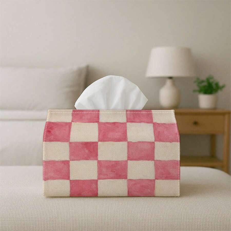 1 pieza Caja de pañuelos vintage, estilo moderno geométrico abstracto - Cuadros rosas, material de poliéster duradero, adecuado para cocina, sala de estar, dormitorio, baño, coche - Accesorios de baño | Diseño divertido | Poliéster duradero, Caja de pañuelos - Multicolor - Ver 1