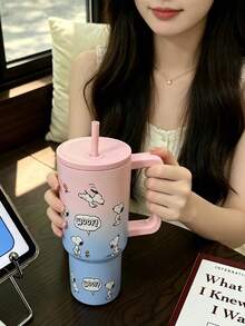 1個 Snoopy 900ML 大容量保溫杯,戶外便攜旅行保冷杯,車用杯,304不鏽鋼咖啡杯,不鏽鋼吸管水瓶 - 彩色 - 查看 10