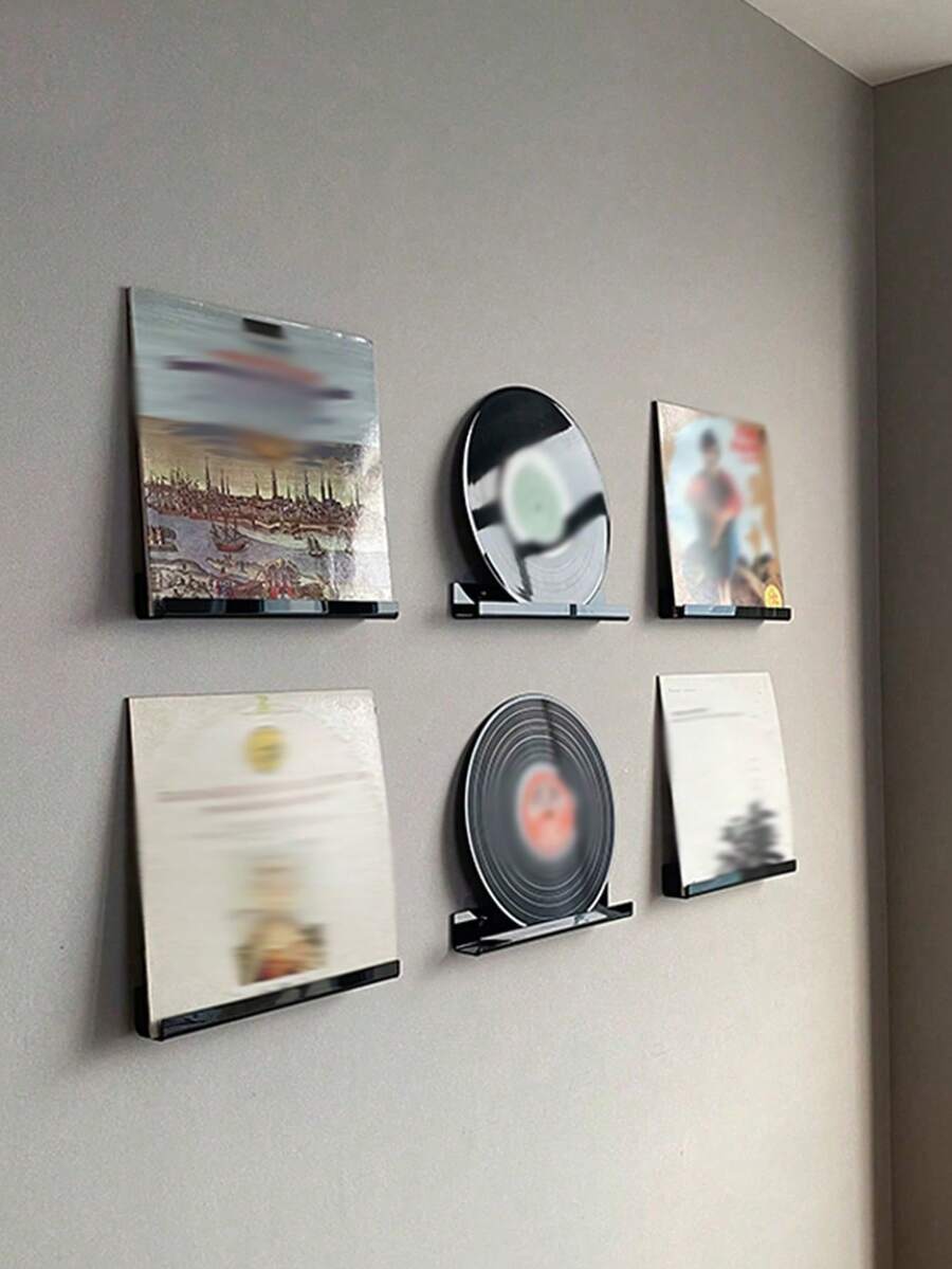 1pc Black Vinyl Record Display Shelf, Wall Mounted Acrylic Storage Rack For Displaying Vinyl Records, Magazines, Photos, Books - Multicolor - View 1