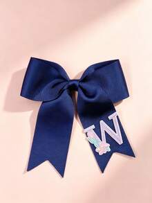 1個青少年個性化刺繡字母 26A-Z 海軍藍克羅地髮夾髮飾，蝴蝶結髮夾，適合派對和節日 - 彩色 - 查看 9