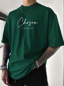 Plus Size Men's Graphic Print Short Sleeve T-Shirt | Suitable For Summer Wear | Comfortable And Breathable | Leading The Fashion - Dark Green - View 2