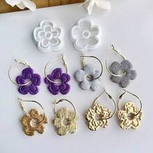 2pcs Spring Floral Clay Cutting Molds, Flower Polymer Clay Cutters, Plastic Jewelry Making Molds For DIY Jewelry And Pendant Earrings - White - View 3