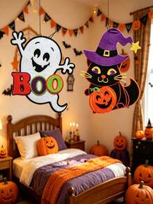 16pcs/Set Halloween Felt Ornaments And Decorations, Party Door And Window Wall Decorations, Patio Decorations, Festive Decorations, And Holiday Atmosphere Items. - A - View 8
