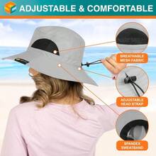 Sombrero de ala ancha para hombre y mujer, sombreros de pesca para hombre, proteccin, sombrero de cubeta de senderismo para mujer, al aire ltima intervensin, verano, - inicial - Ver 3