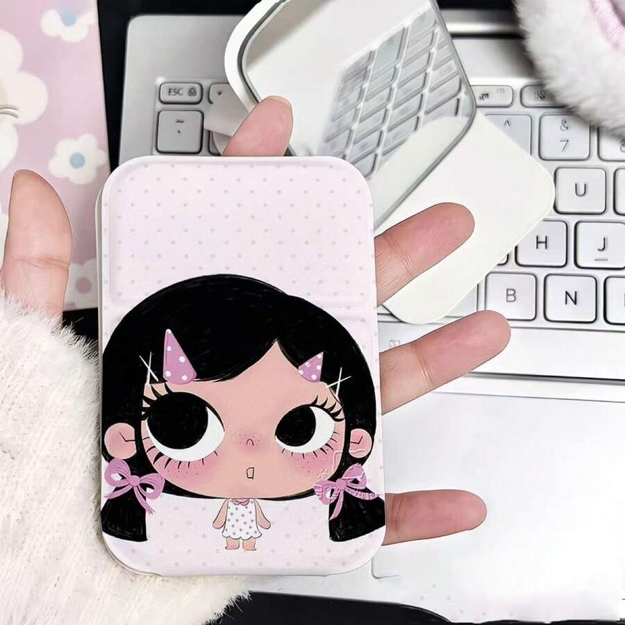 Big Eye Girl Mirror Cute Peripheral Folding Mirror Makeup Mirror Student Abstract Desktop Portable Carry-On Vanity Mirror - Multicolor - View 1