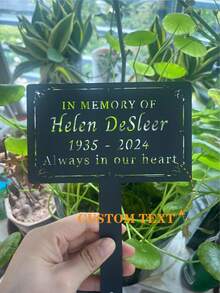 1pc Personalized Memorial Tree Plaque With Stake, Customized Metal Tree Garden Marker, Tree Plaque Marker, Memorial Plaque, Name Headstone, Metal Sign, Memorial For Loved Ones, Condolence Gift, Funeral Tribute, Steel Personalized Headstone, Roadside Memorial - Multicolor - View 2