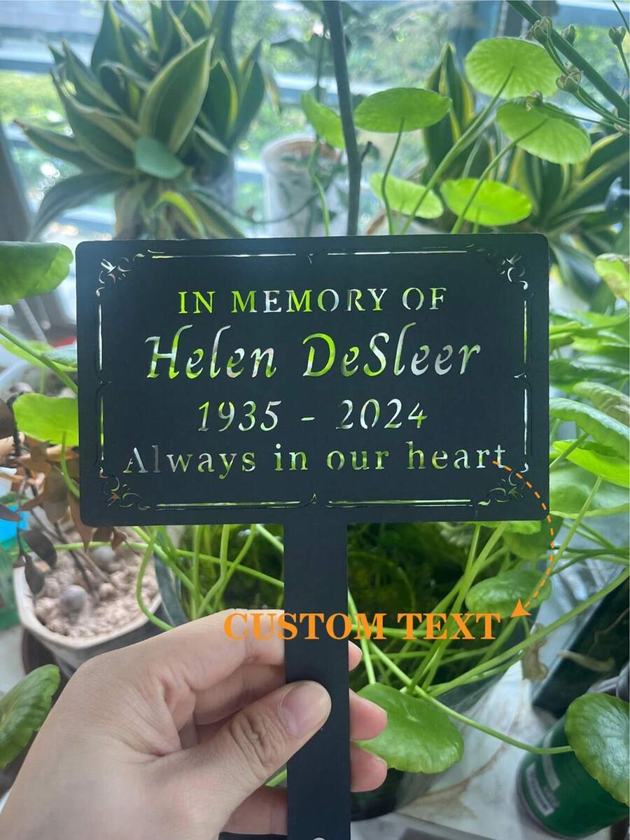 1pc Personalized Memorial Tree Plaque With Stake, Customized Metal Tree Garden Marker, Tree Plaque Marker, Memorial Plaque, Name Headstone, Metal Sign, Memorial For Loved Ones, Condolence Gift, Funeral Tribute, Steel Personalized Headstone, Roadside Memorial