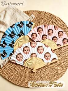 Personalized Custom Face Hand Fan, Foldable Bamboo Fan With Custom Photo, Custom Bridesmaid Photo Hand Fan, Custom Photo Folding Fan For Bridal Shower - Multicolor - View 3
