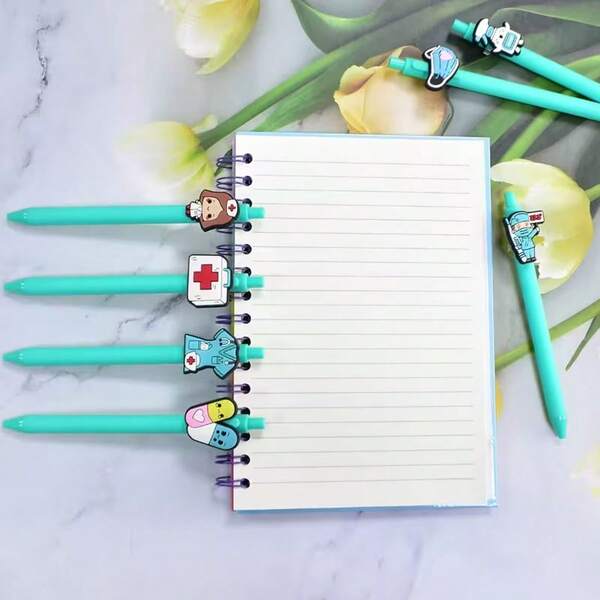 10pcs Nurse Gel Pens, Retractable Ballpoint Pens, Black Ink, Smooth Writing, Creative Medical Nurse Pens, Study Pens Office Pens, Party Gifts, Office Supplies, Random