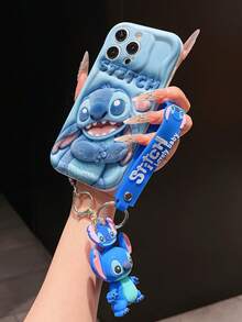 Disney Lilo And Stitch Phone Case : 3D Fluffy Pattern Border Protector Phone Soft Phone Case With A Free Cute Stitch Bracelet Chain Lanyard, Stitch, Lilo, Angel, For Apple 17 Promax 17 Pro 16 15 14 13 12 11 Pro Max XS Max X XR Soft Cover Summer Phone Case - 白色 - 查看 4