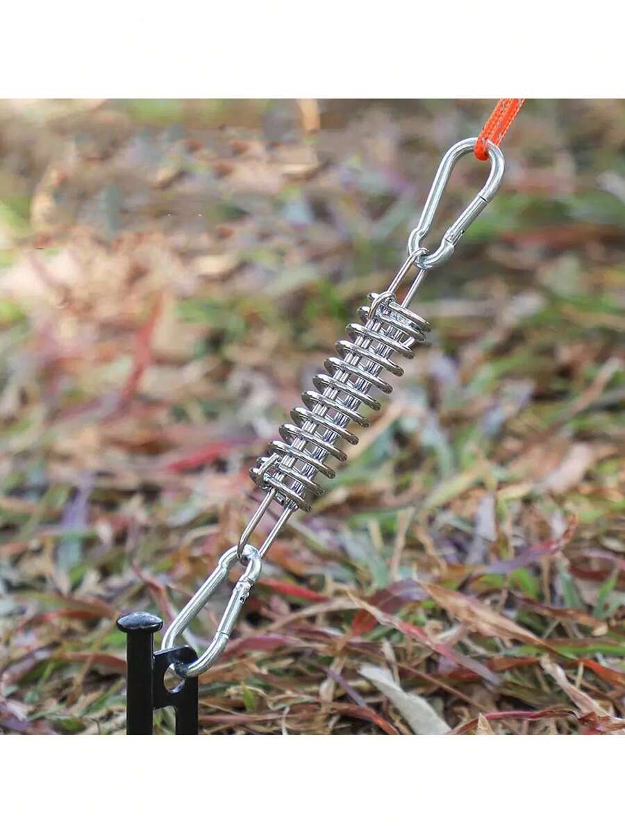 1pc High-Strength Steel Spring Clip + 2pcs Carabiners, Tent Sunshade Windproof Fixing Buckle, Camping Equipment Accessory - Multicolor - View 1