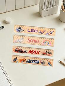 Customizable Cute Wooden Drawing Ruler, 20cm Ruler, Office And School Drawing Measurement Tool, Student And Teacher Gift, Suitable For School, Office, Back To School Season - Multicolor - View 4
