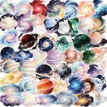 50 piezas de pegatinas transparentes de planetas, pegatinas de cielo estrellado galáctico de dibujos animados, pegatinas estéticas, pegatinas de colores para portátil, monopatín, diario, cuadernos, teléfono, taza, guitarra, equipaje, ordenador, nevera, escritorio, útiles escolares - A - Ver 5
