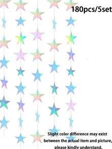 36pcs/180pcs Banderines Colgantes de Estrellas Brillantes Decoración de Graduación 2026 Guirnalda de Estrellas de 130ft Fondo con Brillo Suministros para Fiesta Cumpleaños Aula Boda (Rosa Iridiscente) - Varios estilos - Ver 18