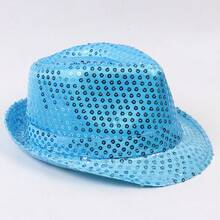 Adult Sequin Fedora Hat, Stage Performance Dance Party Costume Hat, Unisex - A - View 9