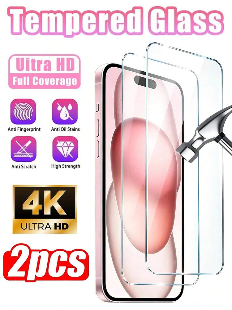 2片裝螢幕保護貼 適用於 iPhone 17 Pro Max/17 Pro/Air/16 Plus/16 Pro Max, 15/15 Pro/15 Plus/15 Pro Max, 14/14 Pro/14 Plus/14 Pro Max, 13 Mini/12 Mini, 11/XS/6/7/8 Plus Max - HD 透明薄膜，極致螢幕保護，晶瑩剔透，易於安裝 HD 透明超薄鋼化膜，HD 清晰，防指紋 - 無色 - 查看 33