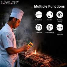 LAOLAU Digital Thermometer JD-05/JD-05K, Multi-Function Temperature Meter With Optional K-Type Probe, -50℃~800℃ Temperature Measurement, -50℃~300℃ Probe Measurement, Backlit LCD Display, ℃/℉ Switch, Data Hold, Cooking BBQ Kitchen Temperature Tester - One Size Fits All - View 5