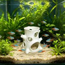 White Tree Stump Fish & Shrimp Hiding Cave, Aquarium Decoration Shelter, Suitable For Betta, Guppy, Tropical Fish And Shrimp, Provides Hiding And Breeding Space, Fish Tank Decor, Aquarium Landscape Ornament - A - View 2