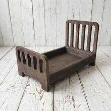 1 Set gestreifte weiße & kaffeefarbene Holz-Fotografie-Requisiten für Neugeborene mit passender Matratze, Vintage-Stil Baby-Holzbett-Requisite ➕ passende Matratze, geeignet für Neugeborenen-Fotoshootings, Porträtfotografie und als Bekleidungsfotografie-Accessoire - Verschiedenfarbig - Übersicht 18