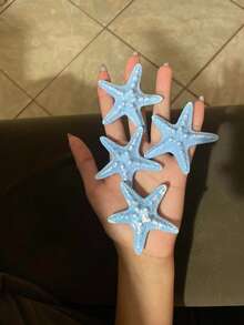 4 件蓝色海洋海星装饰，树脂雕塑工艺品，适用于书架、家居、客厅、办公室、咖啡店装饰、房间桌面展示、门厅装饰（装饰产品，请在订购前检查尺寸） - 彩色 - 查看 7