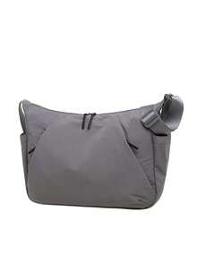 1pc (17.7in*10.6in*4.3in) Fashion Men's Crossbody Bag, Shoulder Bag, Messenger Bag, Large Capacity, Scratch-Resistant And Wear-Resistant Material, Suitable For Travel, Commuting, Adjustable Shoulder Strap, Gift For Family And Friends, Simple Casual Grey Men's Crossbody Bag - Grey - View 7