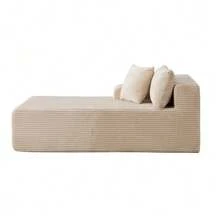 Modular Compression Sofa In Chenille Fabric, Filled With 30D High-Resilience Foam. Easy To Move And Featuring A Non-Slip Base, It Is Ideal For Living Rooms And Other Spaces. Ivory Color. - 米色 - 查看 7