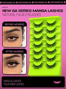 Manga Style False Eyelashes, Faux Mink False Eyelashes, Vintage False Eyelashes, Cat Eye Eyelashes, Fluffy Devil Eyelashes, Anime False Eyelashes, Natural Appearance, Fluffy And Exquisite, Salon Exclusive, Suitable For Halloween, Saudi National Day Events - Black - View 3